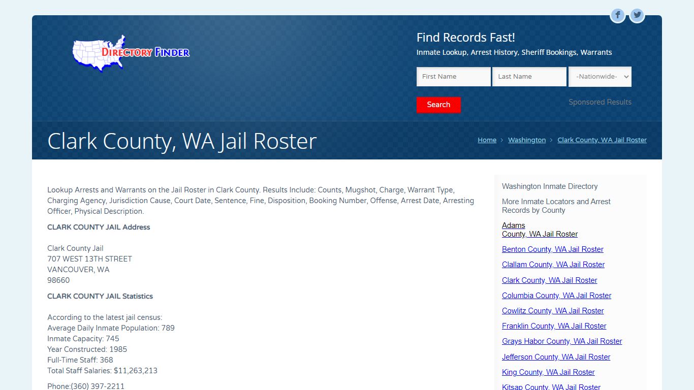 Clark County, WA Jail Roster | People Lookup